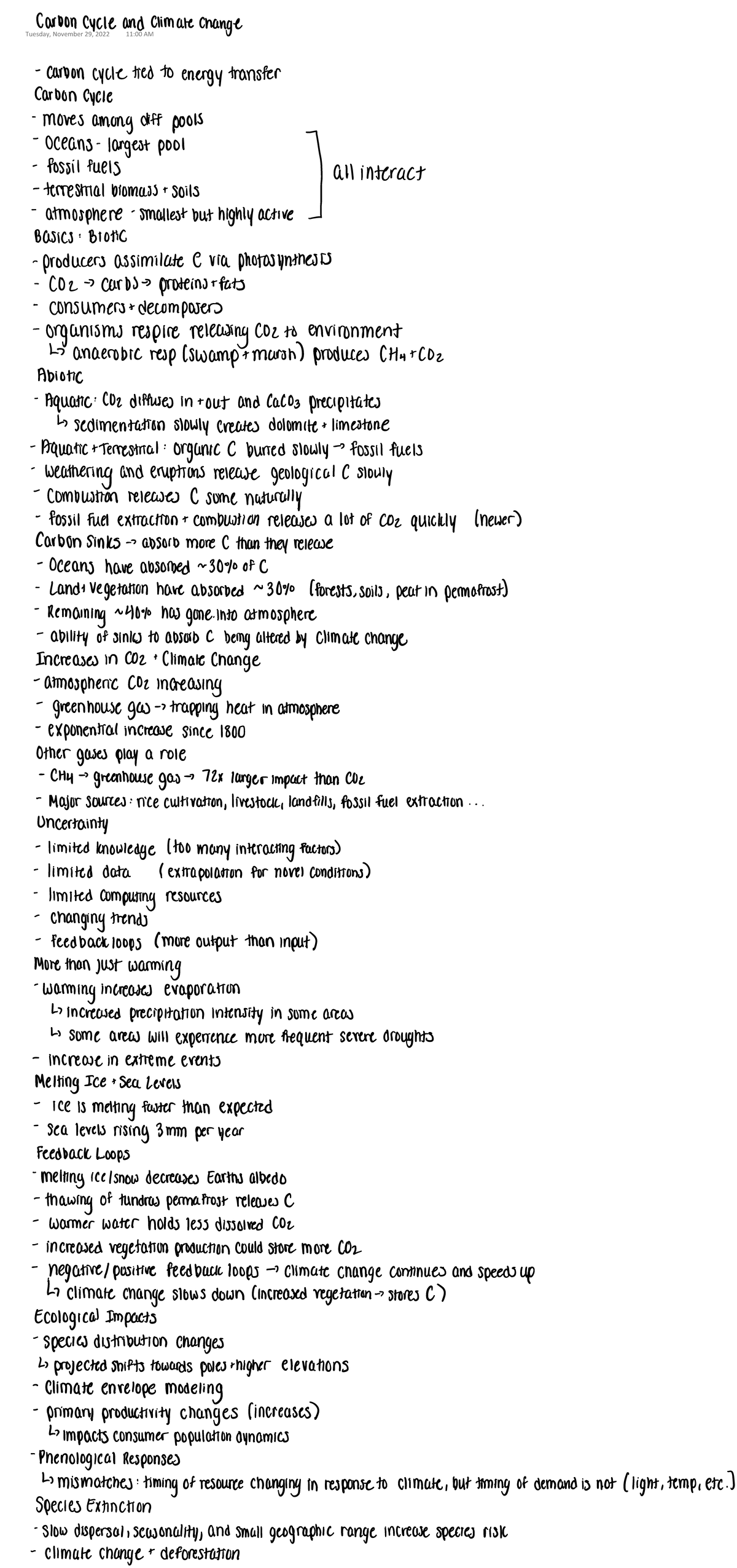 EEB 2244 Carbon Cycle - EEB 2244E - Tuesday, November 29, 2022 11:00 AM ...