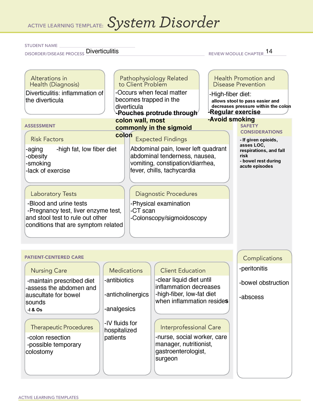 Nurmisc System Disorder Diverticulitis Docx Active Le vrogue.co