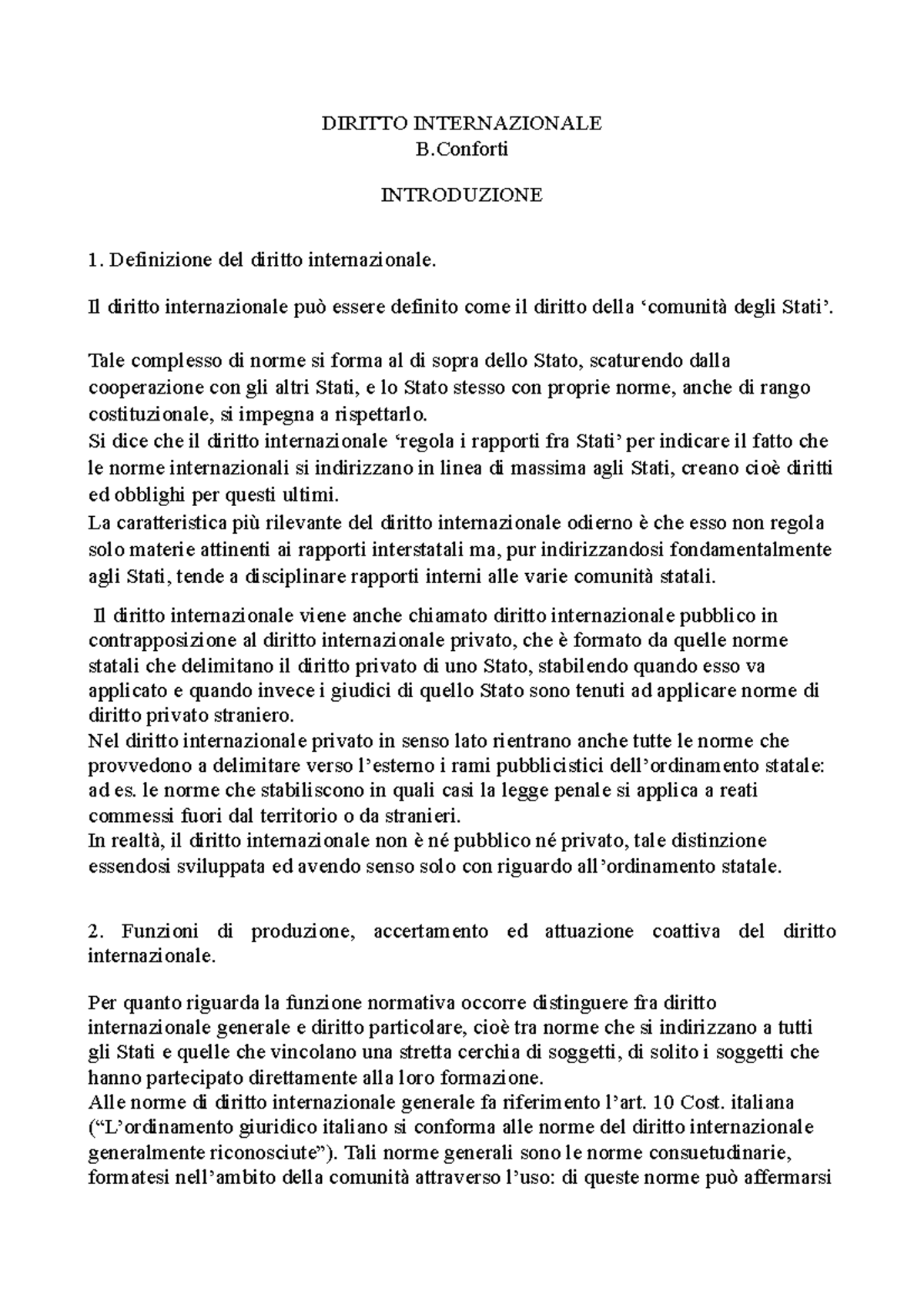 RIASSUNTO DI DIRITTO INTERNAZIONALE - DIRITTO INTERNAZIONALE B ...