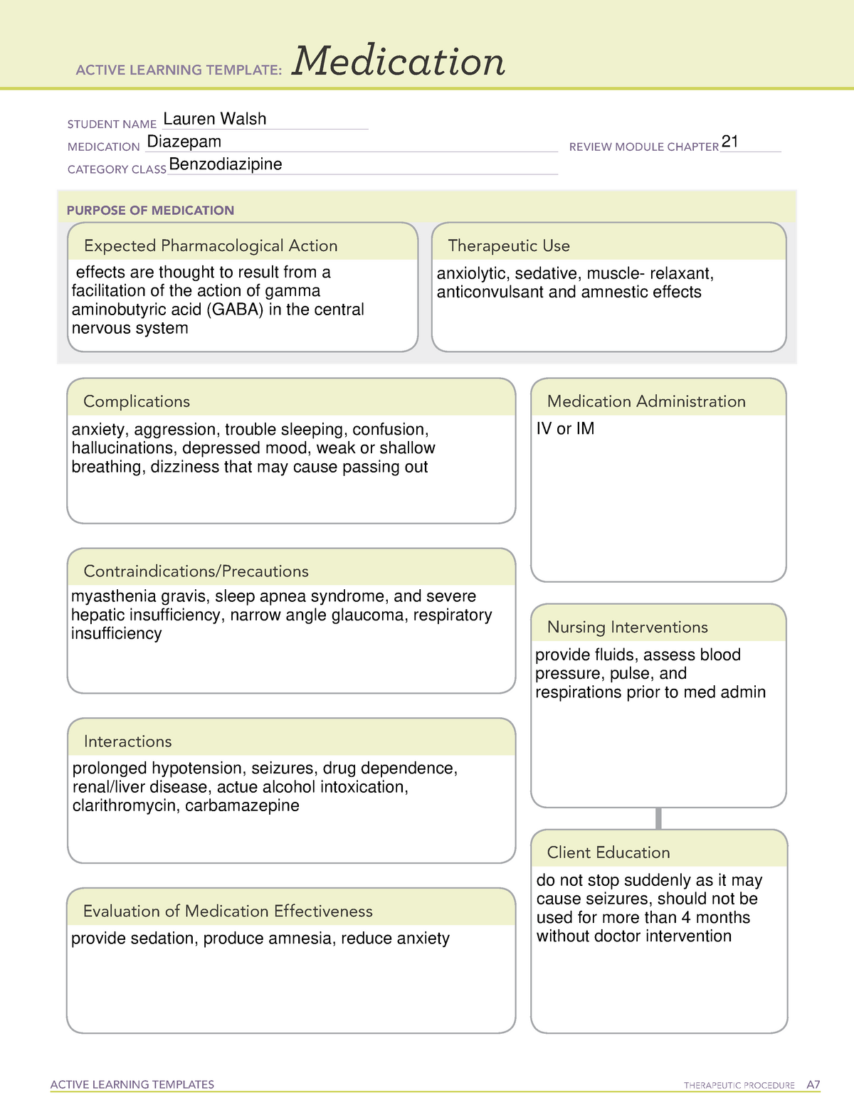 Diazepam ALT active learning template ACTIVE LEARNING TEMPLATES