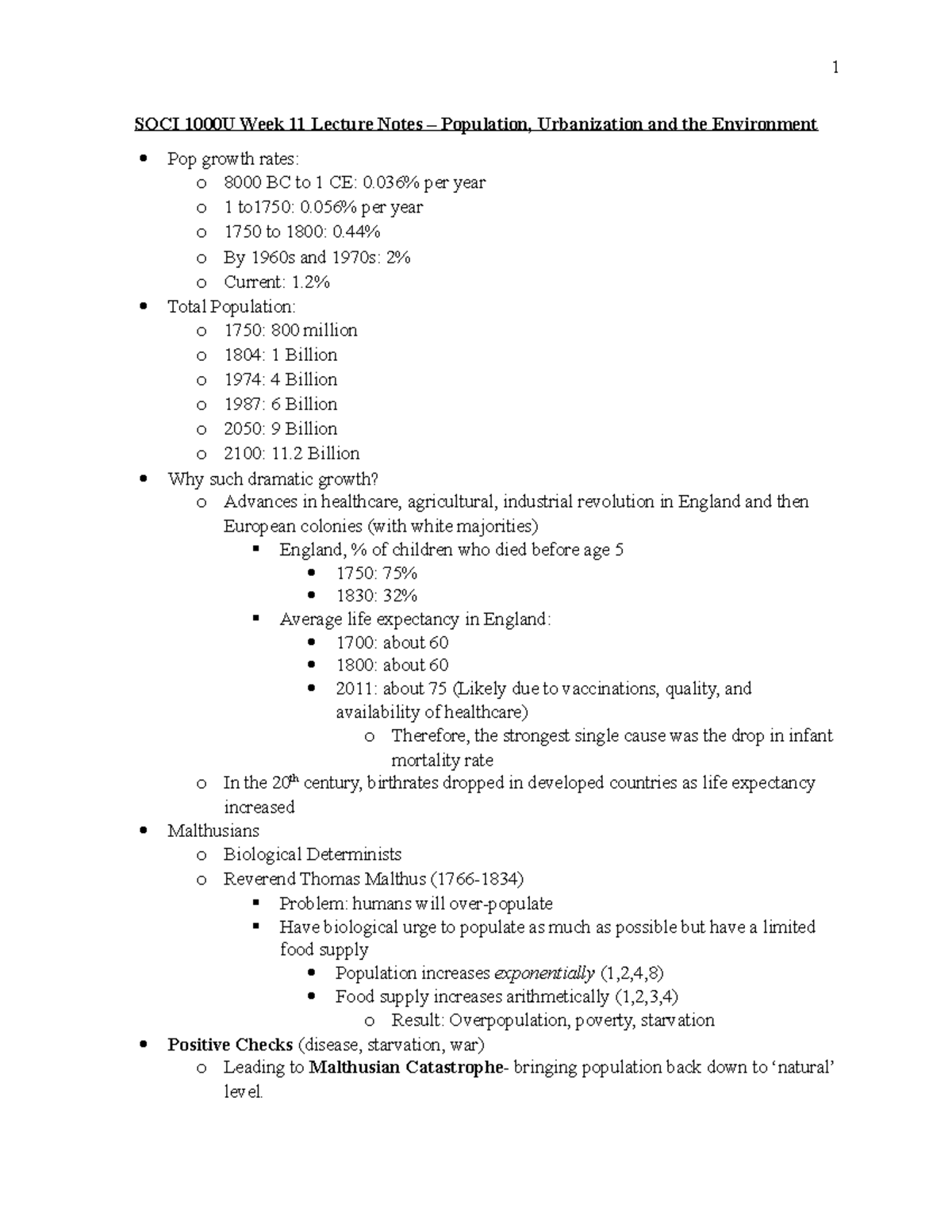 SOCI 1000U Week 11 lecture notes - SOCI 1000U Week 11 Lecture Notes ...