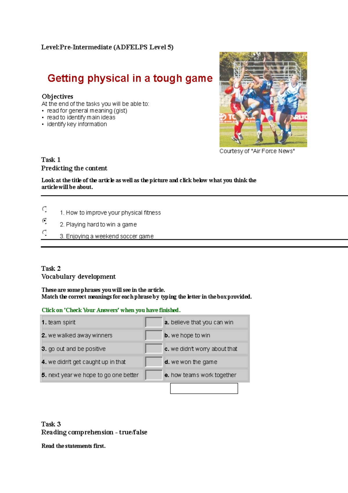 Getting physical in a tough game LevelPreIntermediate (ADFELPS