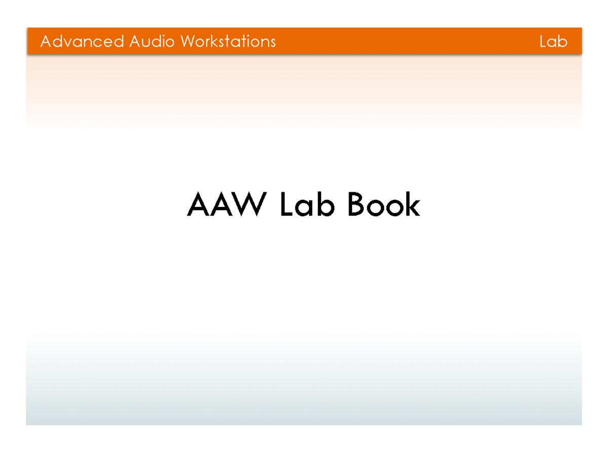 AAW Lab Book Online lab book REC4414 Studocu