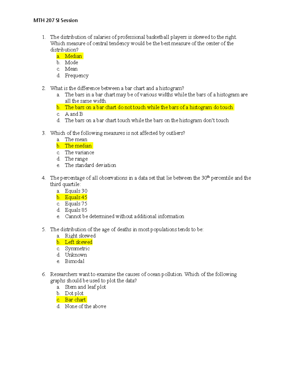 MTH 207 Exam 1 Review 02 - MTH 207 SI Session The distribution of ...