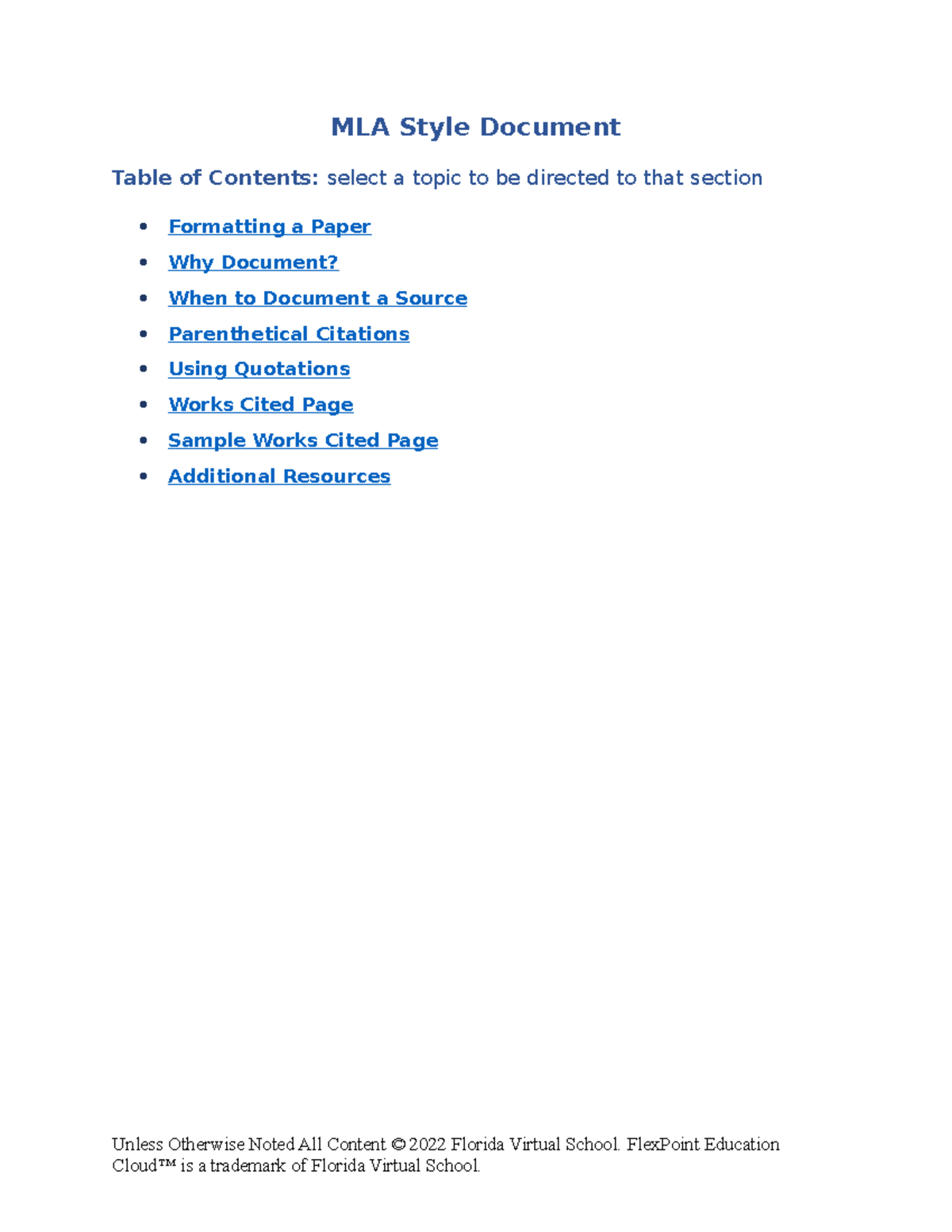 Mla style - awda - MLA Style Document Table of Contents: select a topic ...