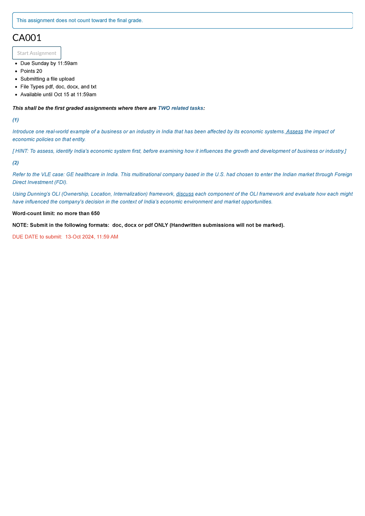 Biz Mgmt CA001 Tutorial on Porter’s diamond theory This assignment does not count toward the