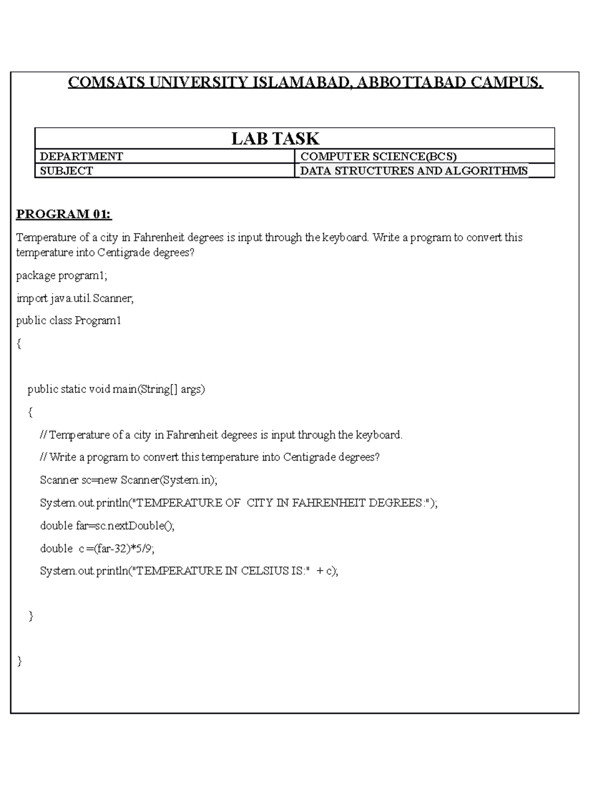 Lab Task - helpful materials. - COMSATS UNIVERSITY ISLAMABAD ...