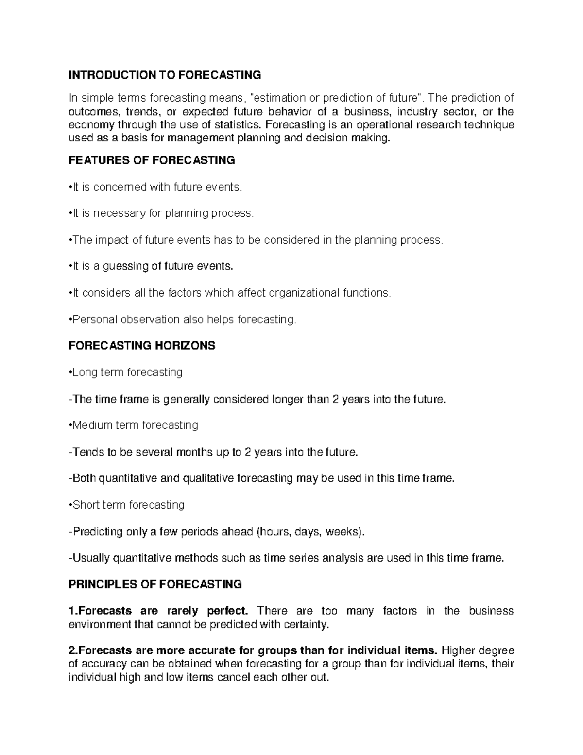 Introduction TO Forecasting - INTRODUCTION TO FORECASTING In simple ...