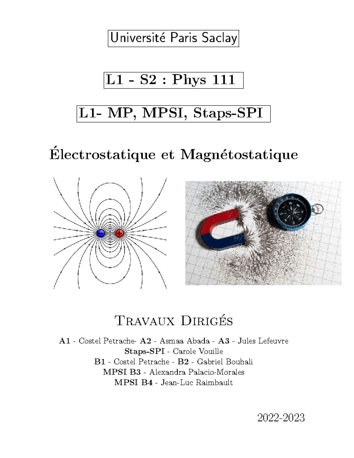 Poly-TD-2023 - Polycopier De Cours électromagnétismes L1 - Universit ́e ...