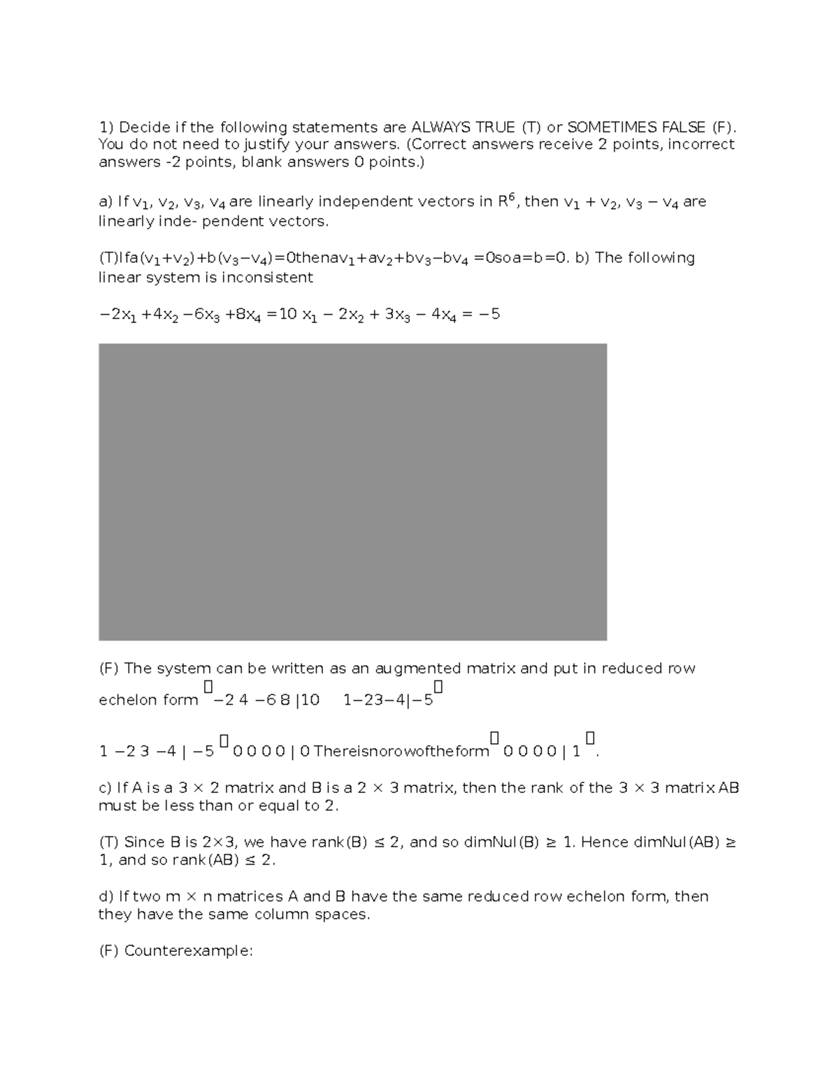 La 4 - practice equations - Decide if the following statements are ...