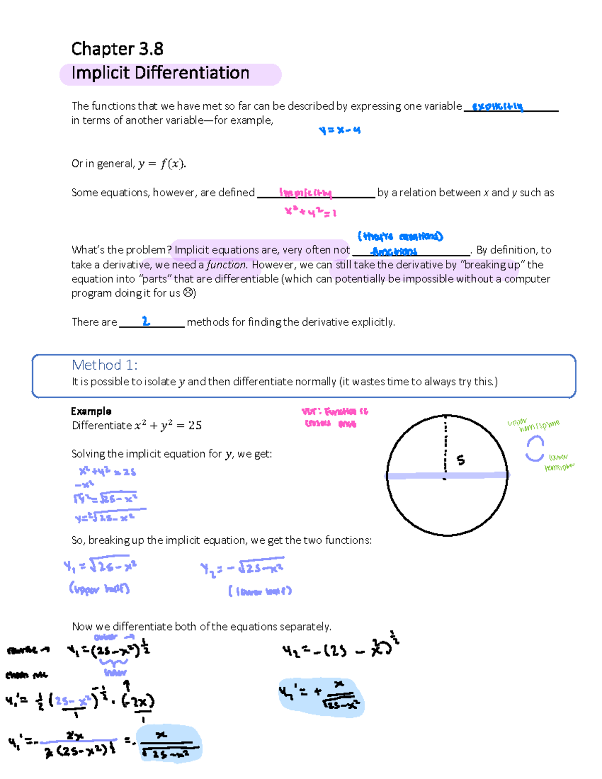 Section 3.8; Proff. Martinez - Chapter 3. 8 Implicit Differentiation ...