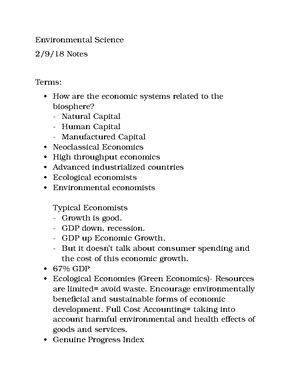 Sustainability and Environment- Chapter 1 Notes - atmosphere and ...