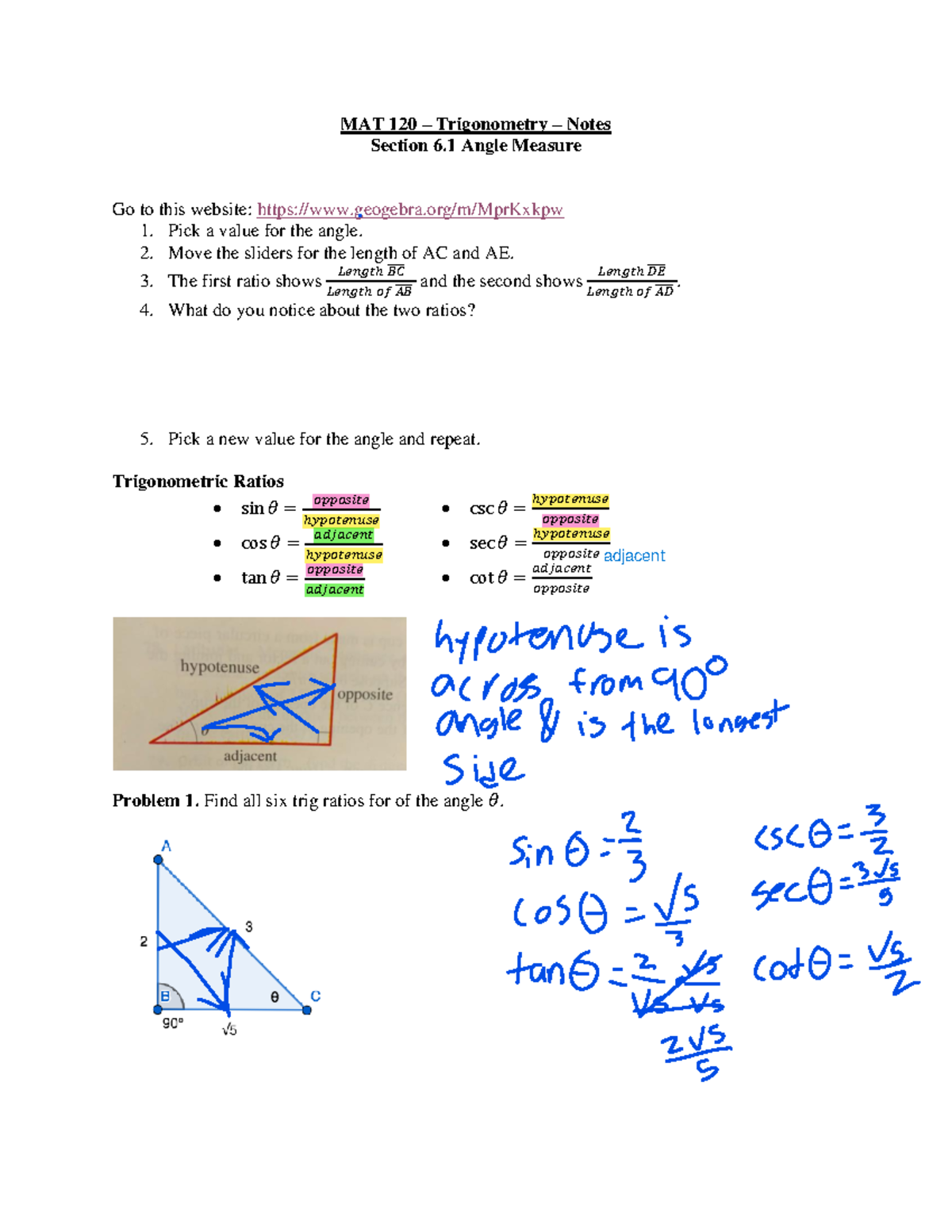 Mat 120 Notes 6 From Mat120 2023 24 Mat 120 Trigonometry Mat 120 Notes 6 From Mat120 2023 24 Mat 120 Trigonometry