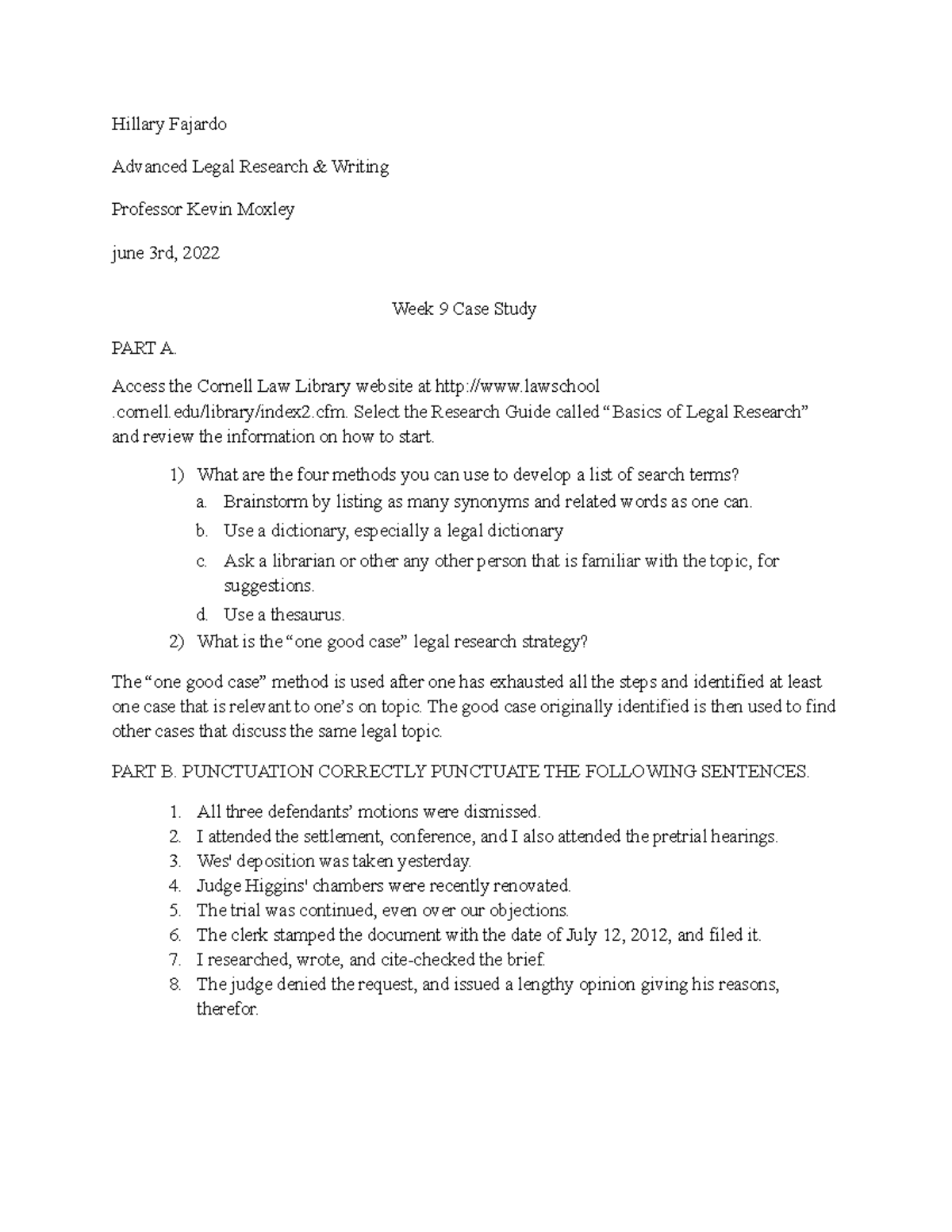 Advanced Legal Research and Writing- Basis of Legal Research - Hillary ...