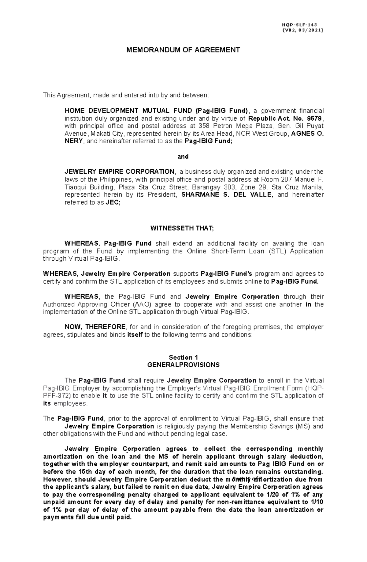 06 - not - Page 1 of 8 (V 0 2, 03/2021) MEMORANDUM OF AGREEMENT This ...