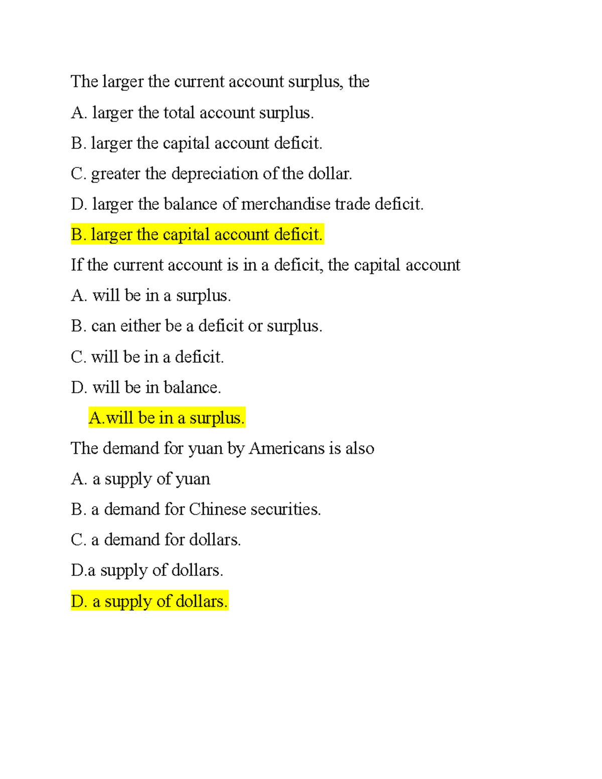Sample/practice exam 31 March, questions and answers - The larger the ...