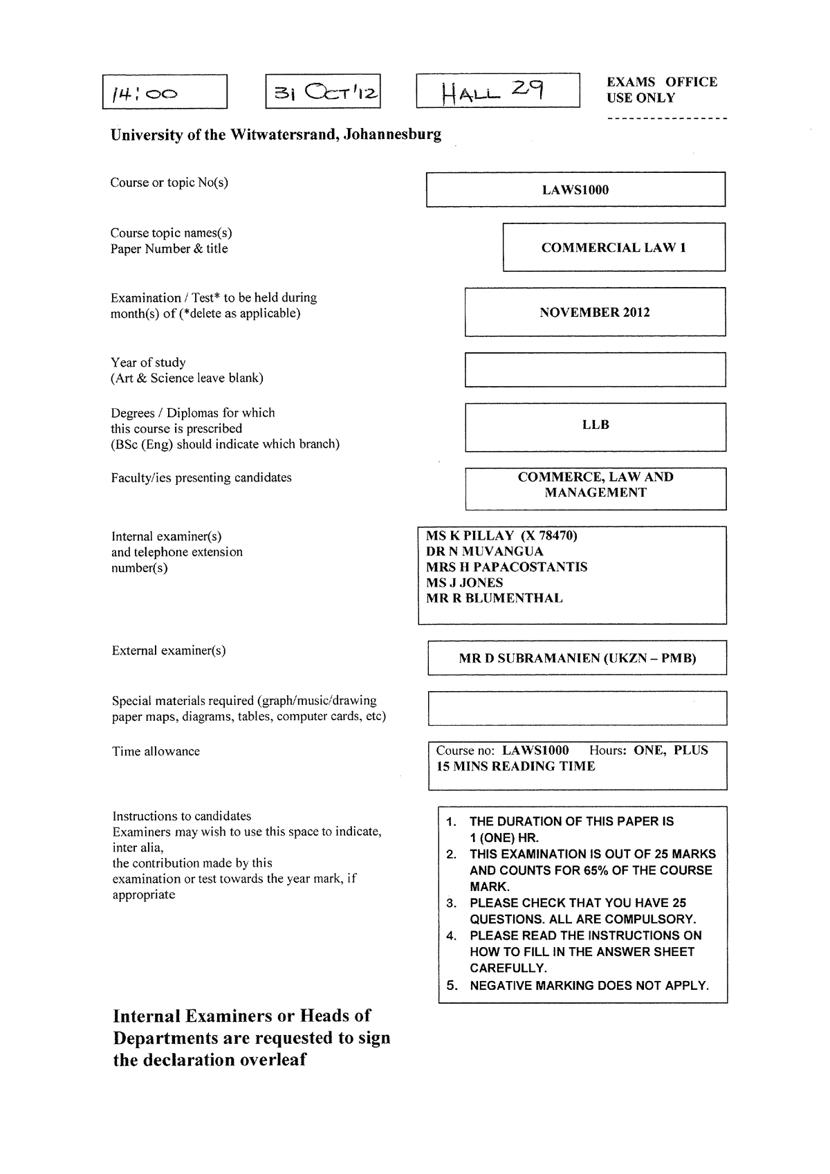 LAWS1000A 2015 Commercial Law - Studocu