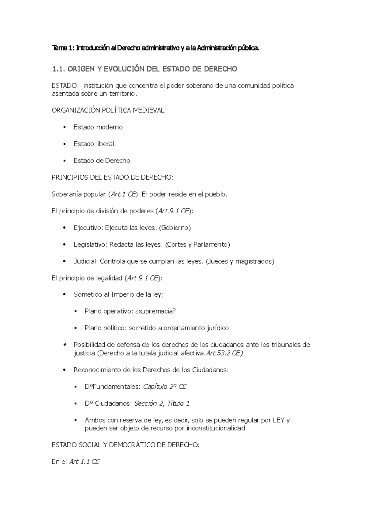 Tema 1 Introducción Al Derecho Administrativo Y A La Administración Pública Origen Y 5794