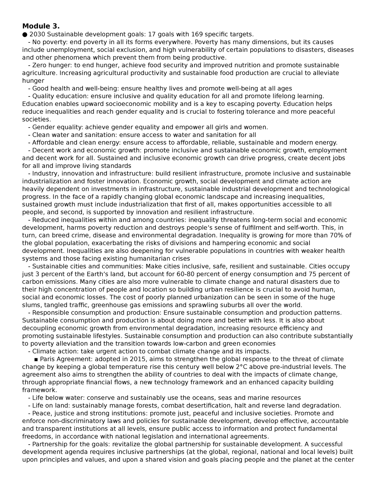 Resumen 3 y 4 - Module 3. 2030 Sustainable development goals: 17 goals ...