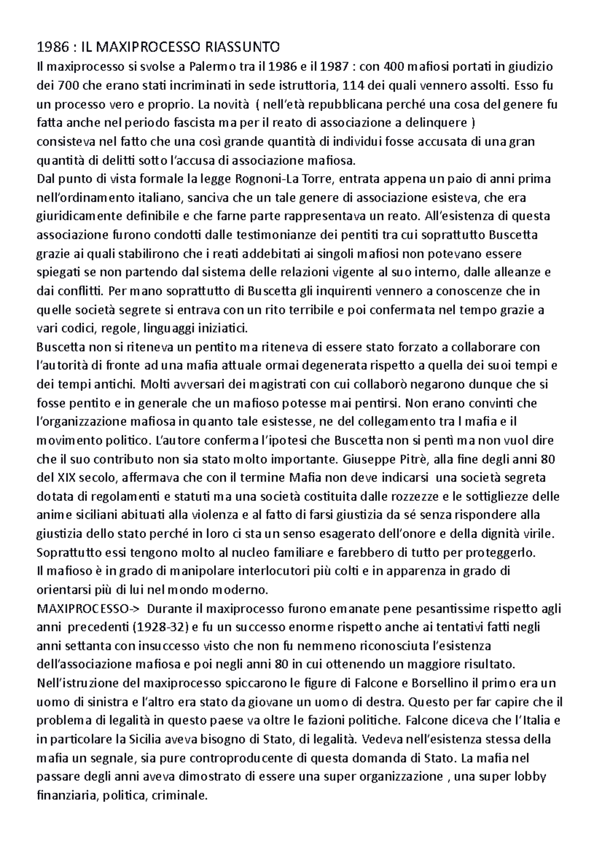 Il Maxiprocesso Riassunto Il Maxiprocesso Riassunto Il Maxiprocesso Si Svolse A Palermo