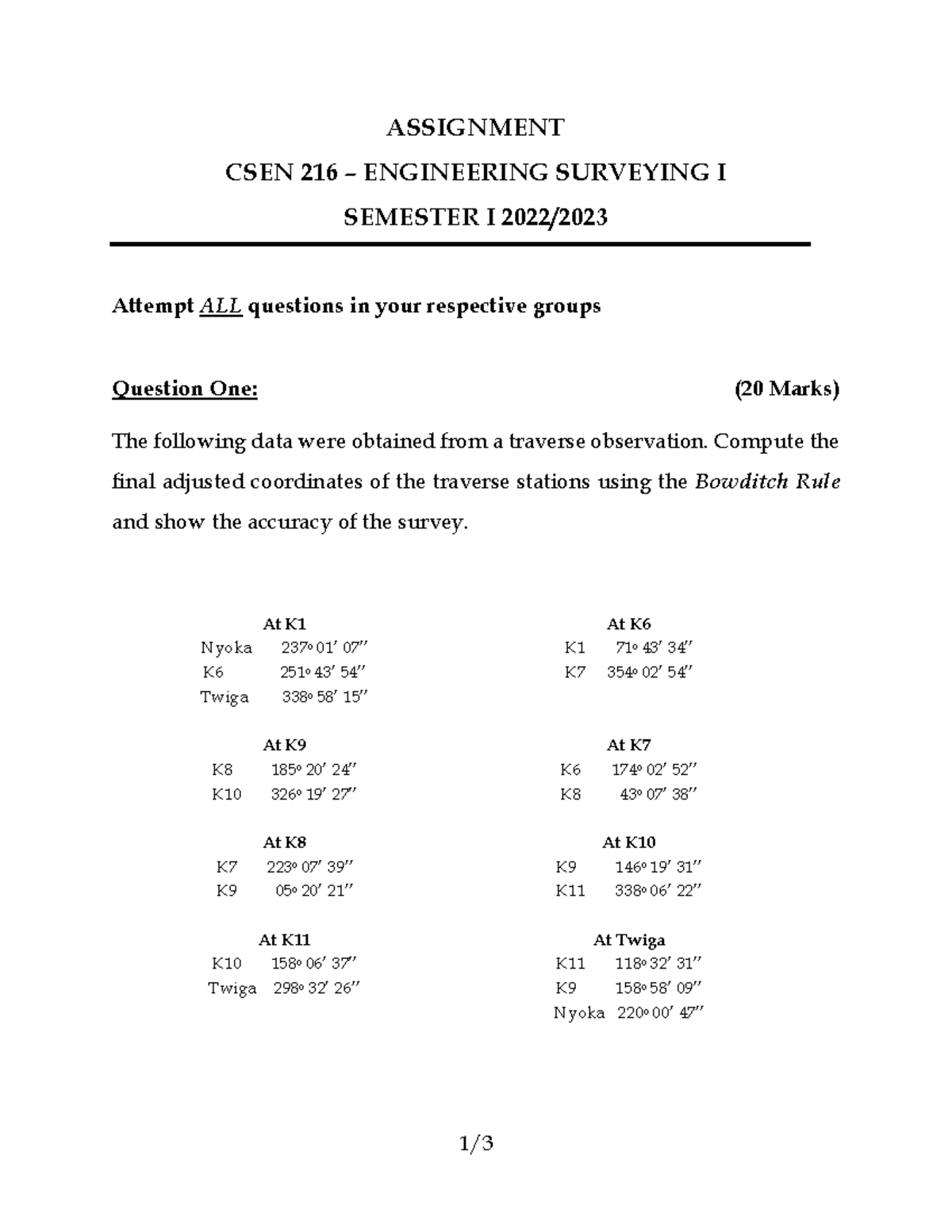 civil engineering room assignment may 2022