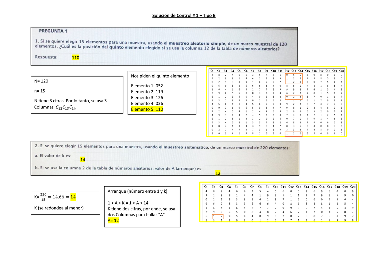 Control 1. TIPO B - SoluciÛn De Control # 1 – Tipo B N= 120 N= 15 N ...