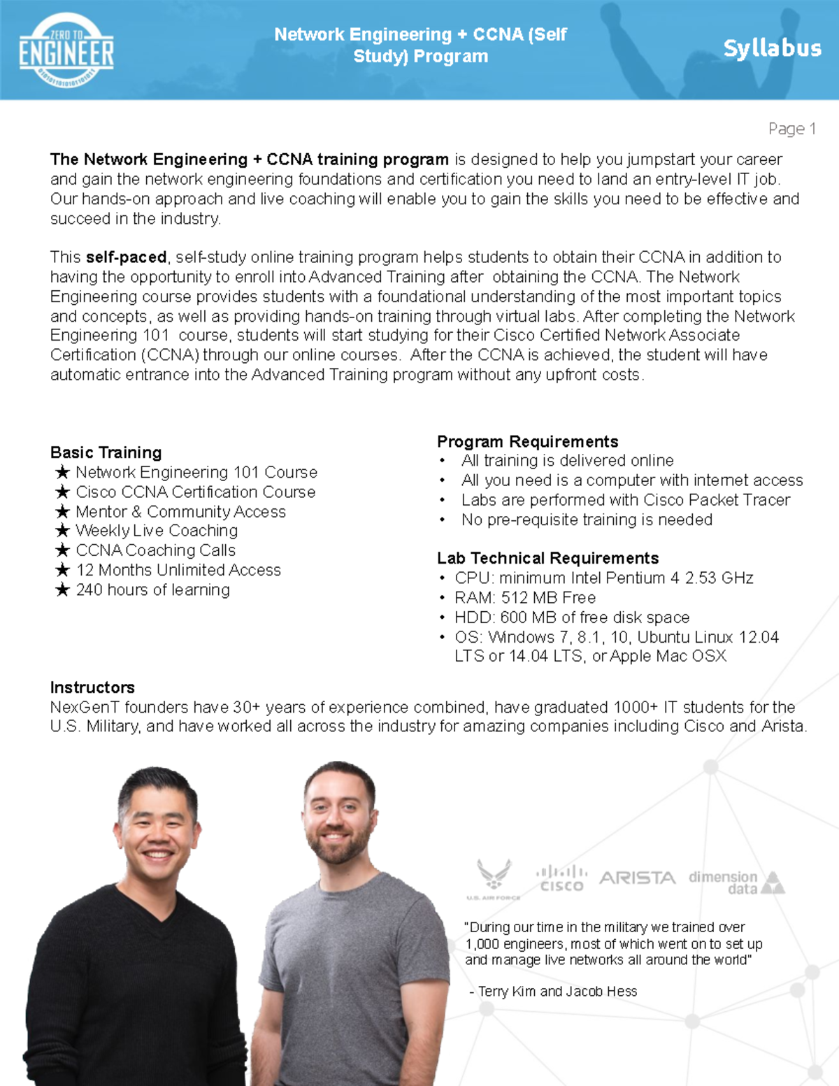 Network+Engineering+++CCNA+(SelfStudy)+Syllabus The Network Engineering + CCNA training
