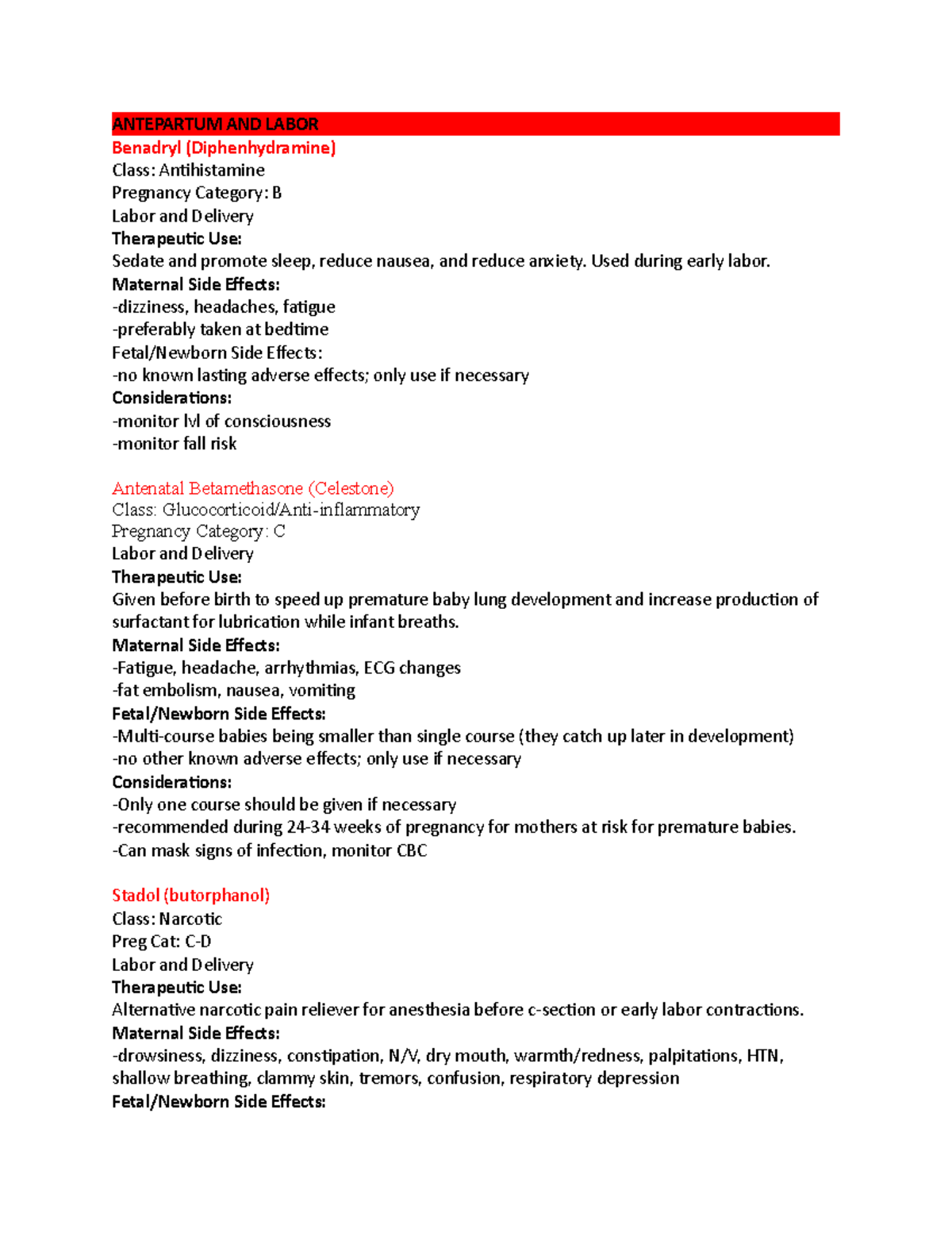 med-sheet-ob-antepartum-and-labor-benadryl-diphenhydramine-class