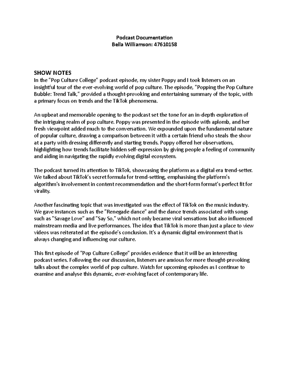 Podcast Documentation - Podcast Documenta Bella Williamson: 47610158 ...
