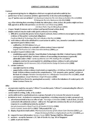 BUS201 Open Book Notes - CHAPTER 2: FORMATION OF CONTRACT (I) & (II ...