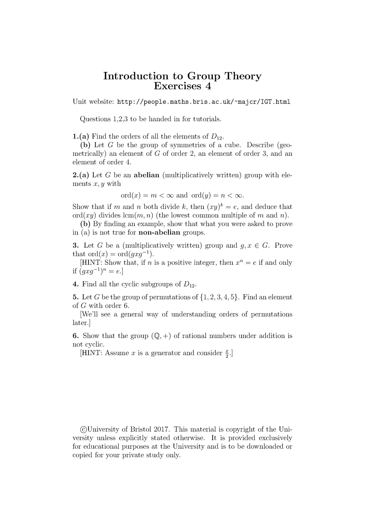 Math 16 17 Problem Sheet 4 Studocu