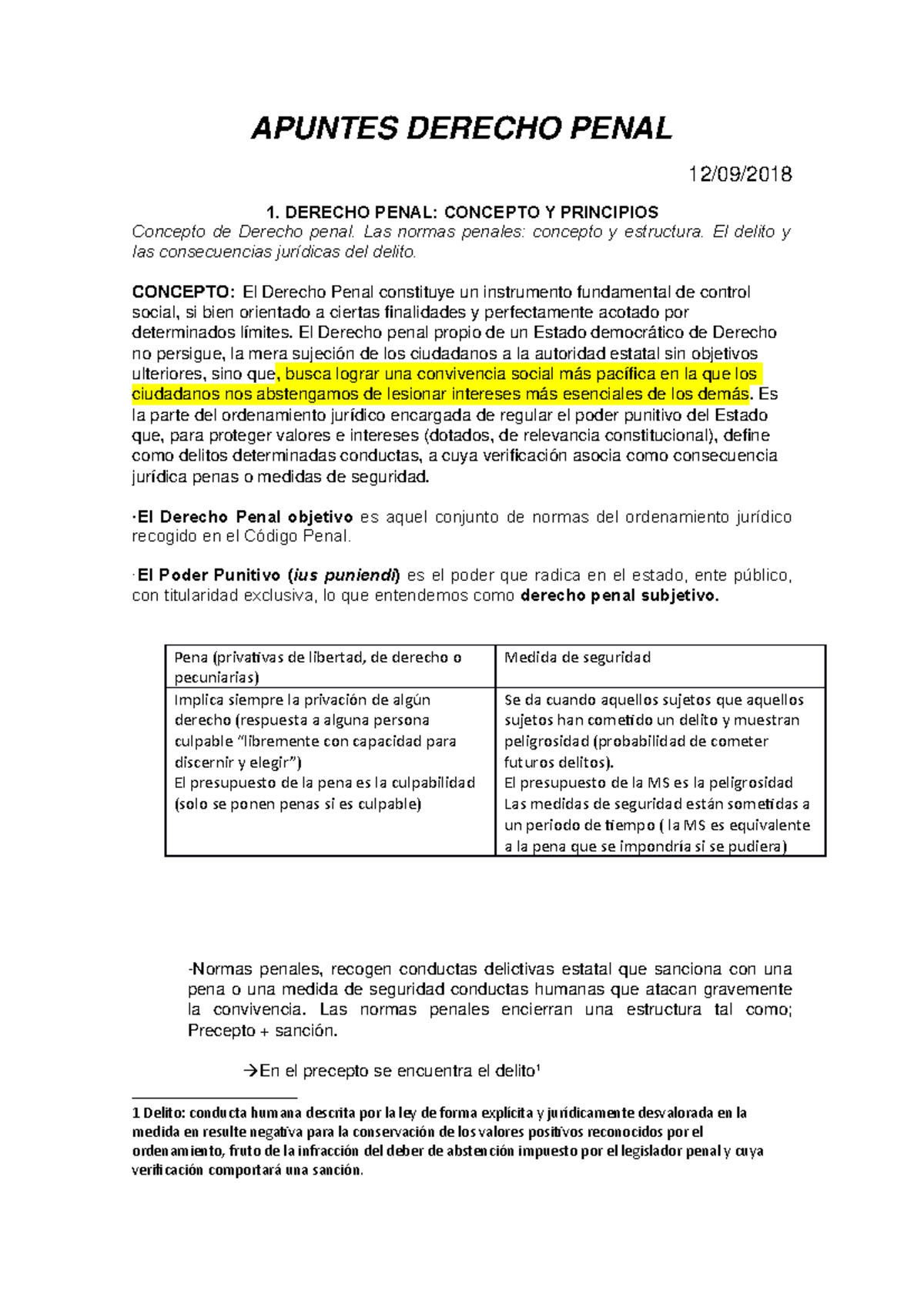 Apuntes Derecho Penal - APUNTES DERECHO PENAL 1. DERECHO PENAL ...