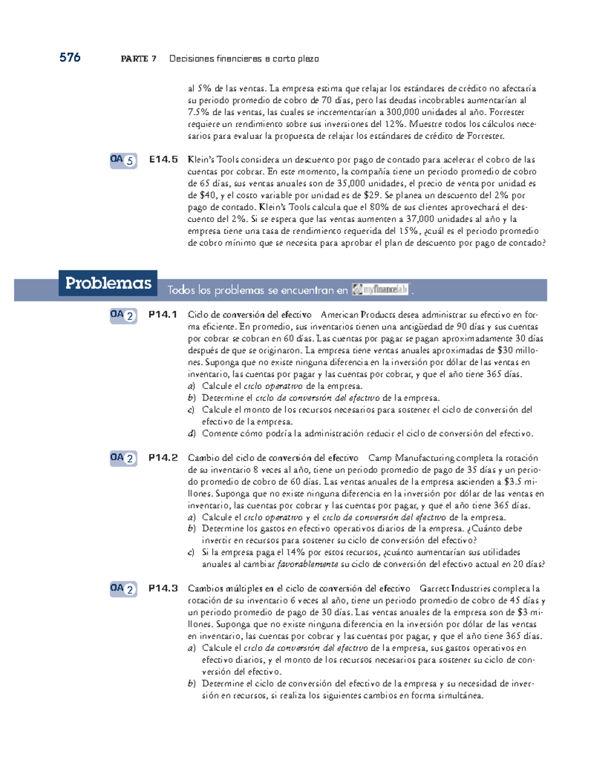 Ejercicios de Gitman Cap 14 - 576 PARTE 7 Decisiones financieras a ...