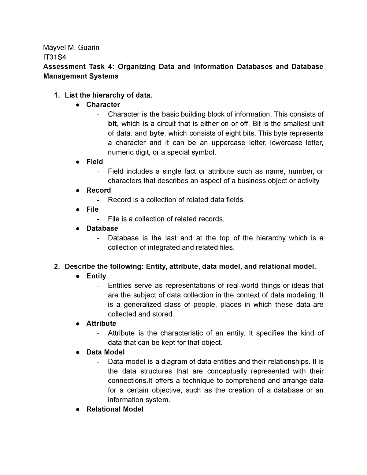 Orenia-Assessment Task 3 - Mayvel M. Guarin IT31S Assessment Task 4 ...