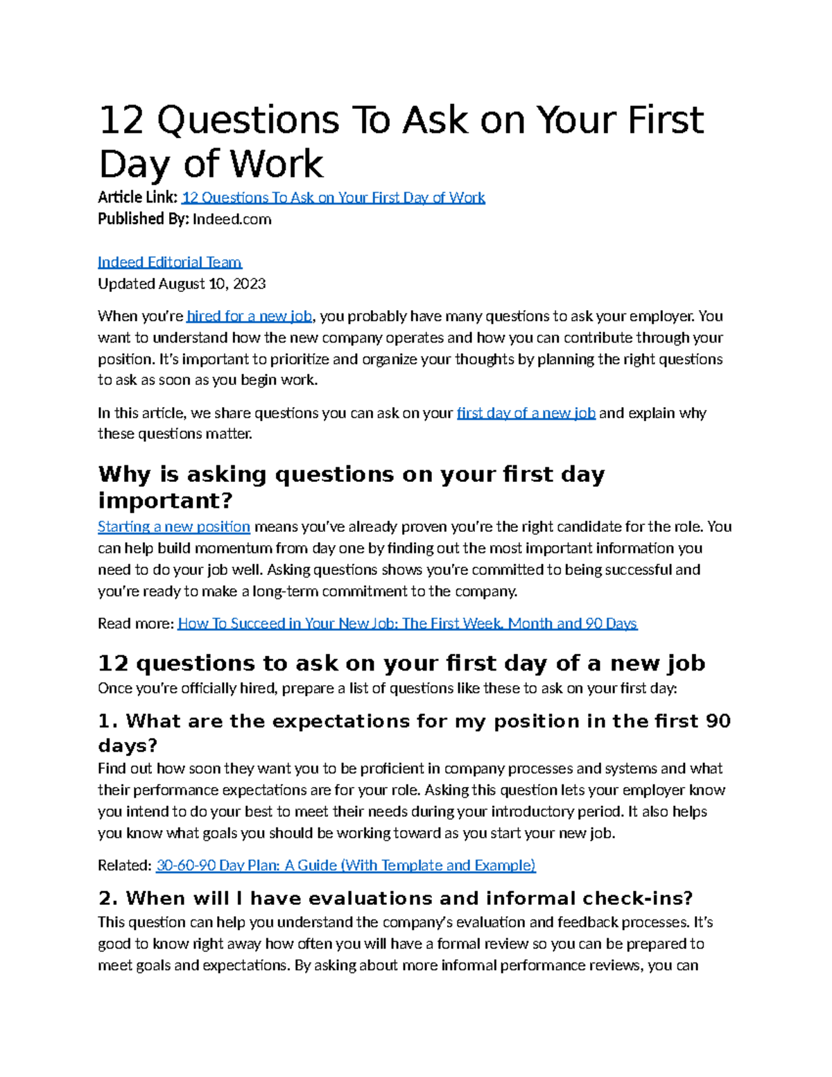 12 Questions To Ask on Your First Day of Work - You want to understand ...