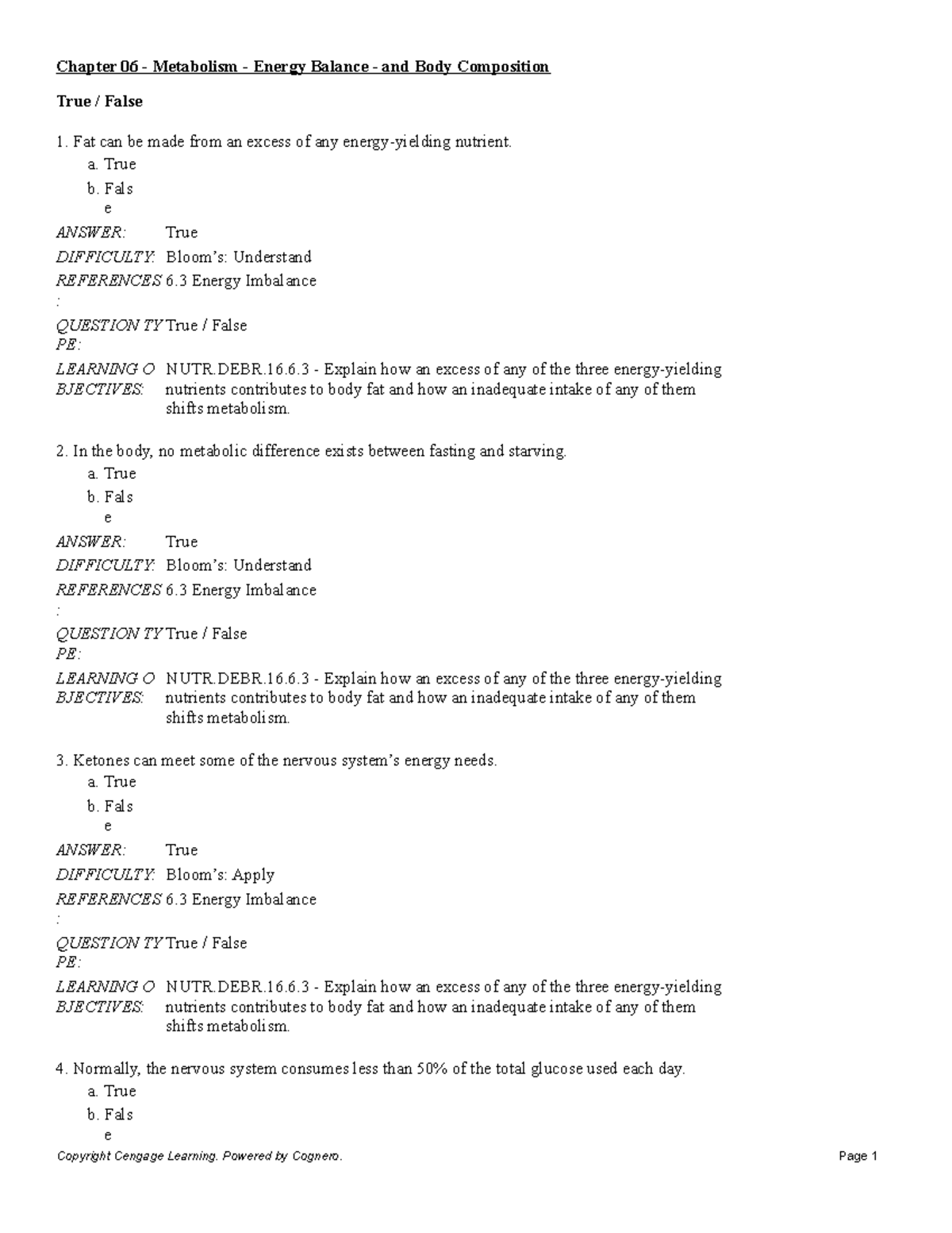 Solved Chapter 8 Energy Balance and Body Composition 1) What