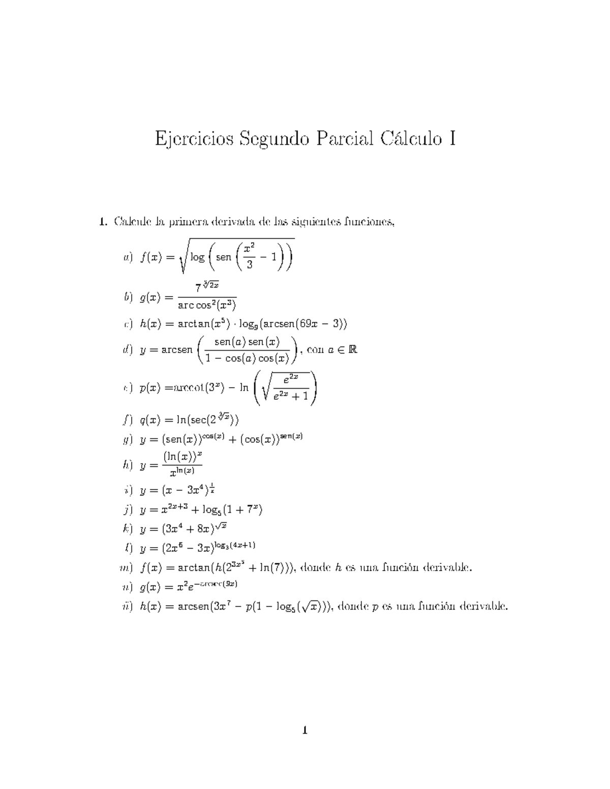 Practica Segundo Parcial Calculo 1 Studocu