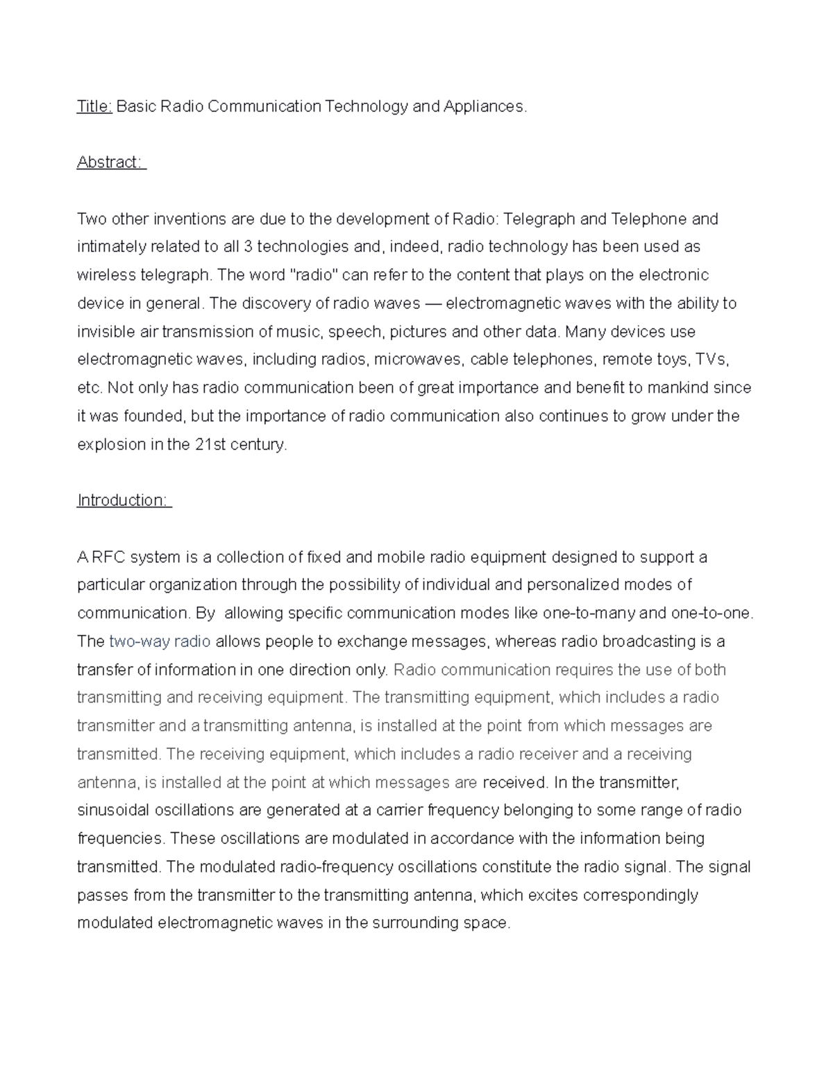 Radio - ,,,,,,,,,,,,,,,,, - Title: Basic Radio Communication Technology ...