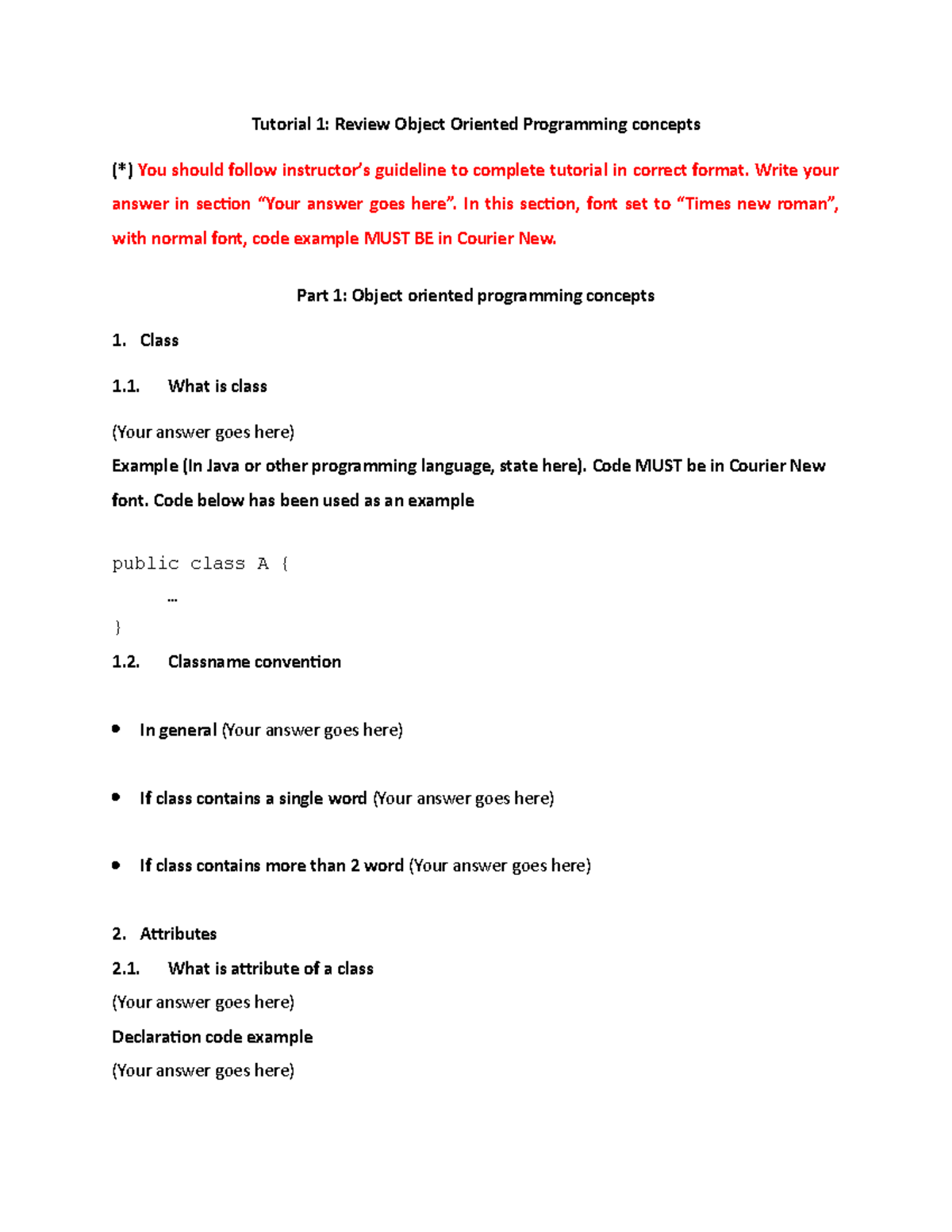 CH00 Tutorial Java Test - Tutorial 1: Review Object Oriented ...