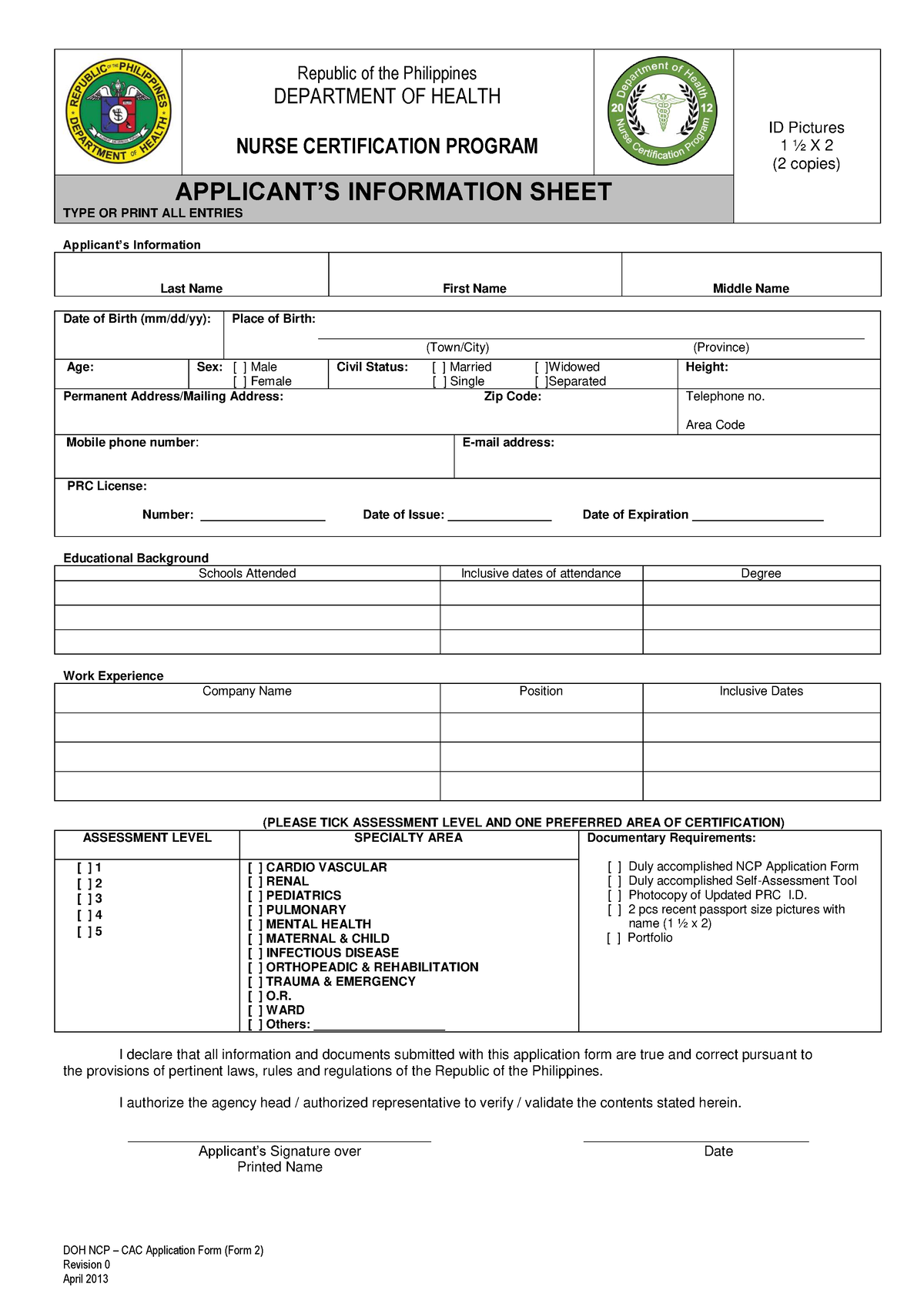 Application-form - Application - DOH NCP – CAC Application Form (Form 2 ...