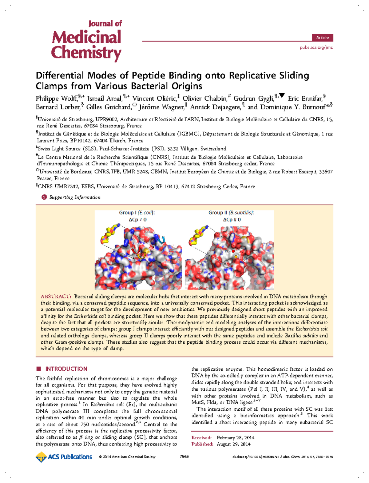 Differential Modes of Peptide Binding onto Replicative Sliding Clamps ...