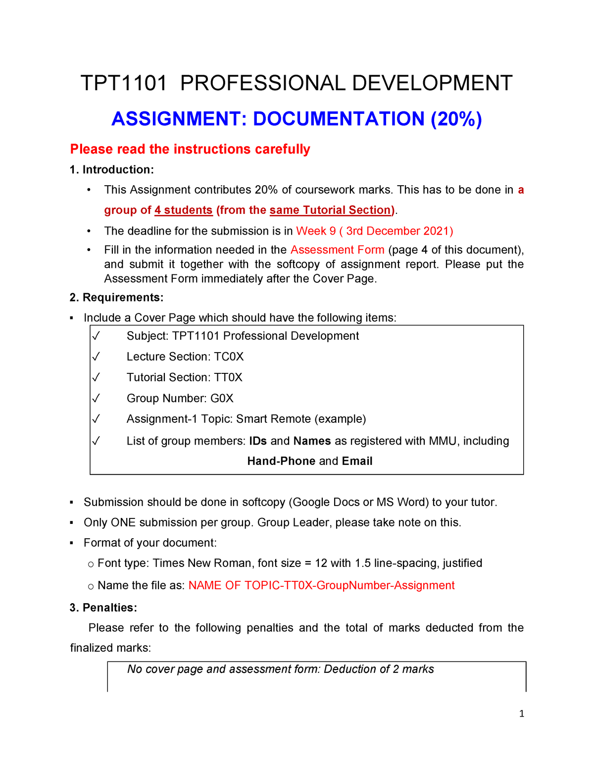 assignment documentation