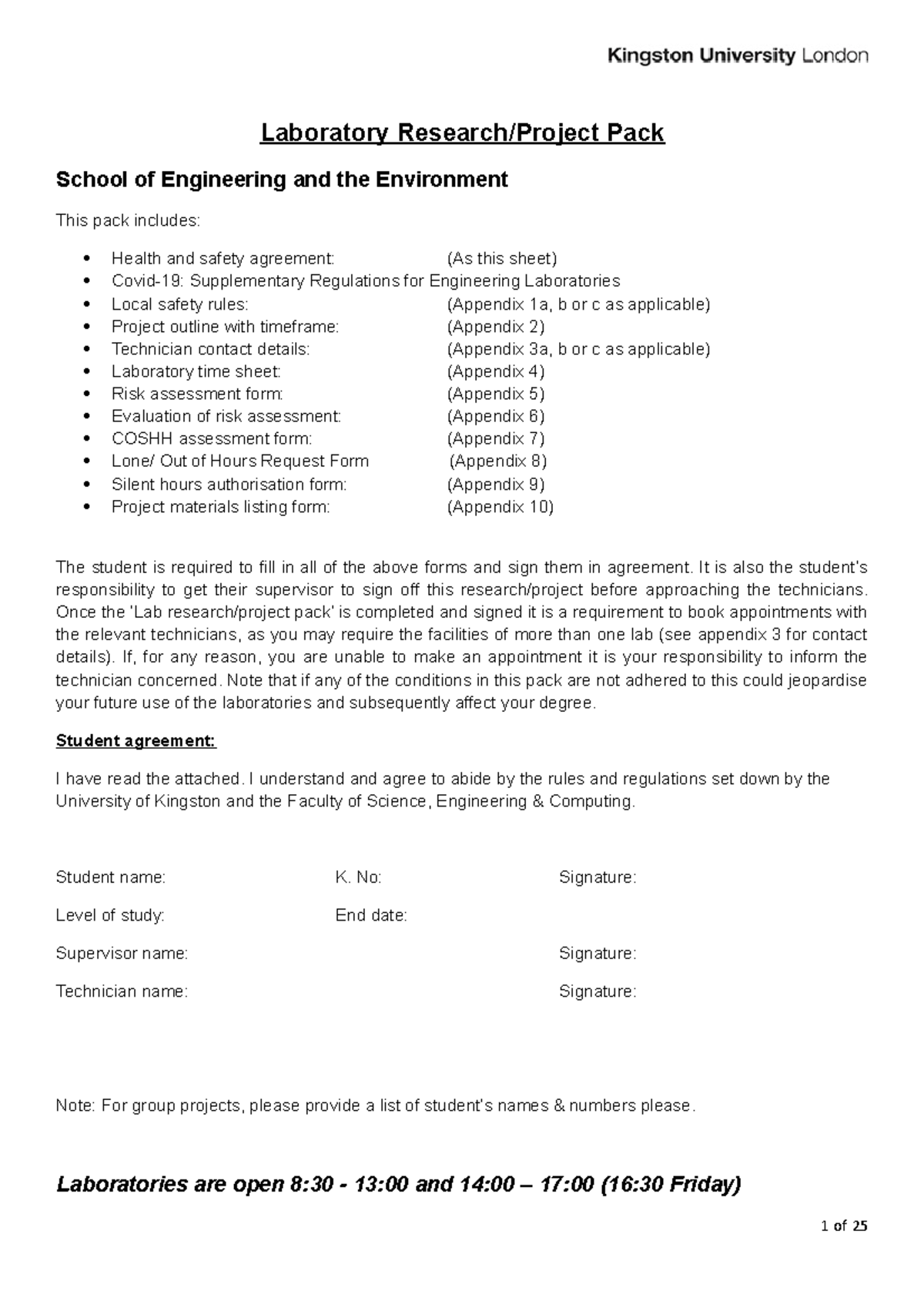 Lab Project Pack version 1.0 RV 2021 - Laboratory Research/Project Pack ...