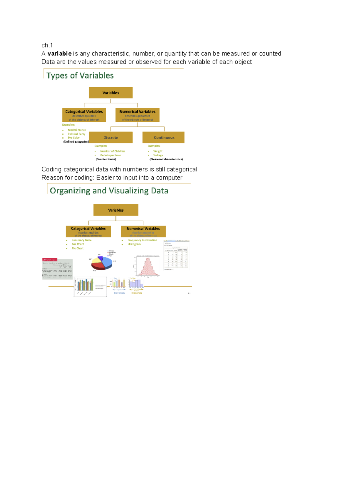 Business statistic week1 - ch. A variable is any characteristic, number ...