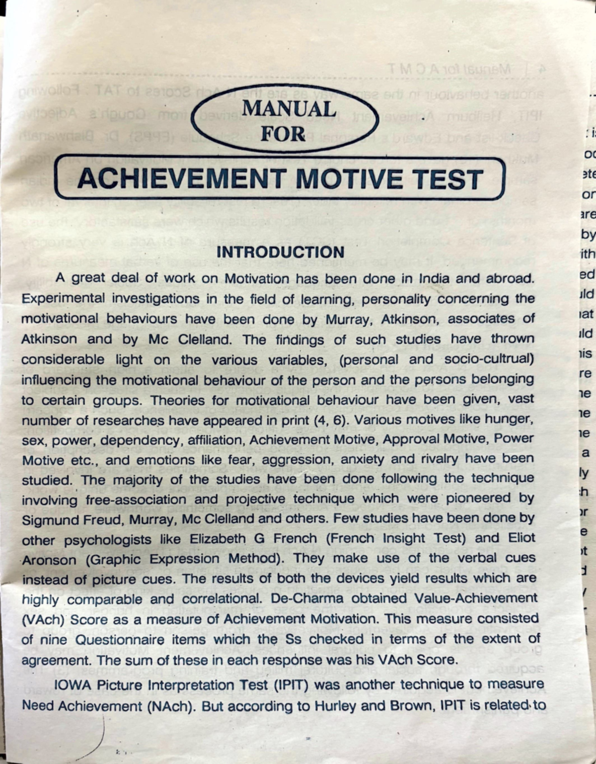 Book 16 Apr 2024 - Achievement motivation test - ' MANUAL FOR ...