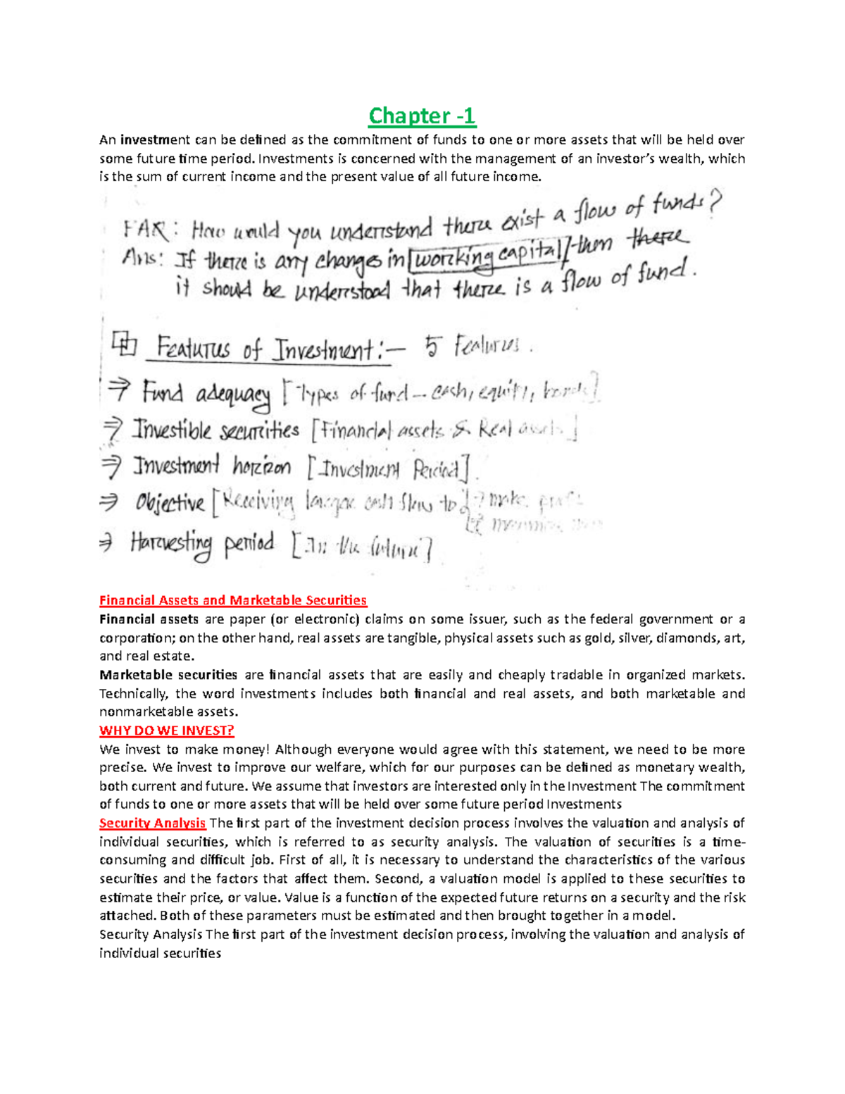 643 IPM Theory Chapter 1 An investment can be defined as the