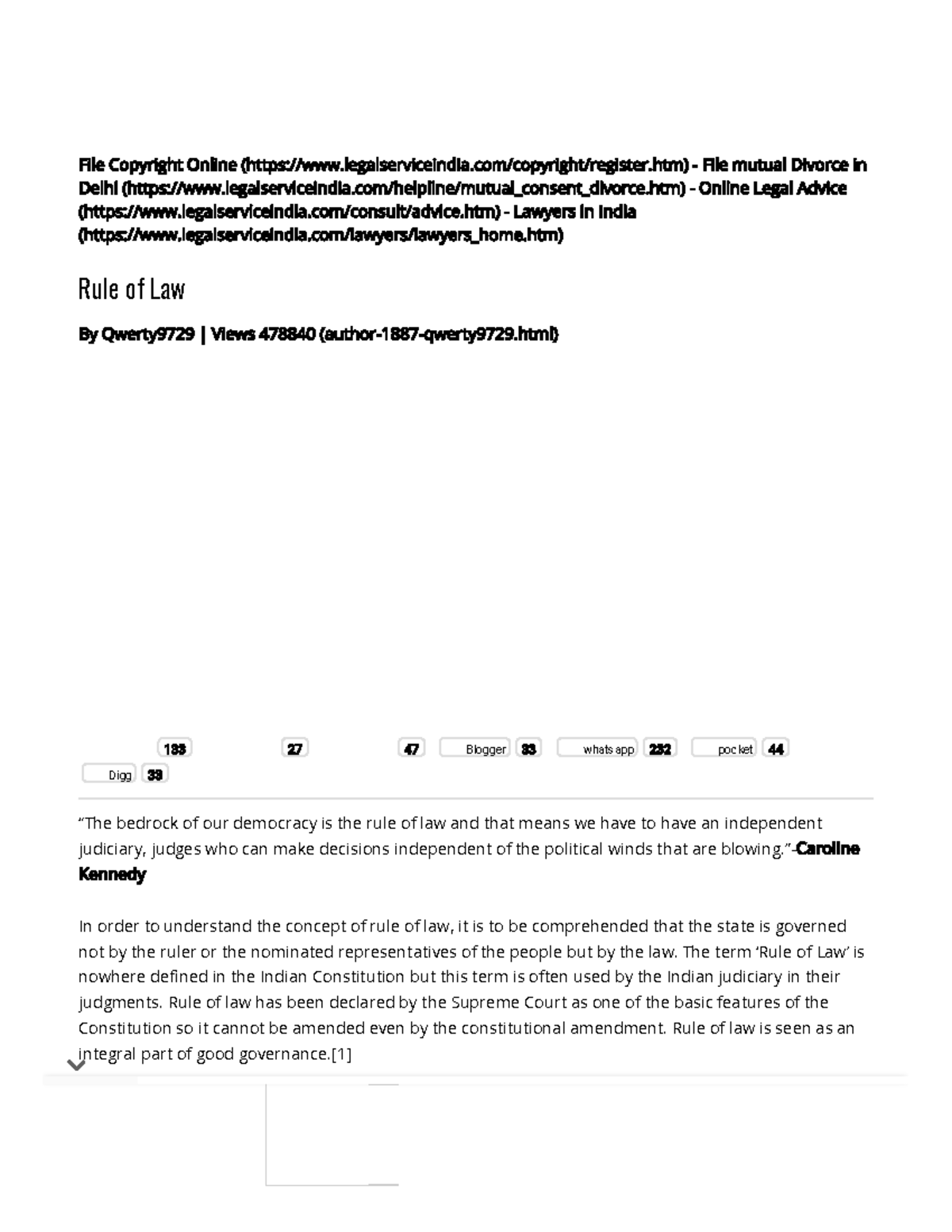 Rule of Law - File Copyright Online (legalserviceindia/copyright ...