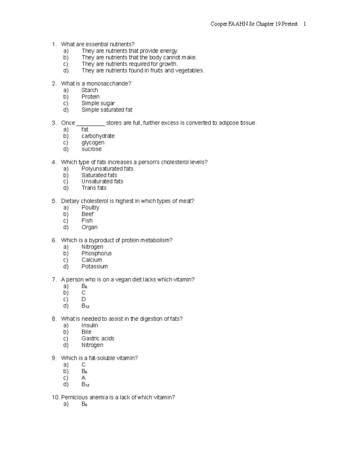 Chapter 019 - Cooper FAAHN 8e Chapter 19 Pretest 1 What Are Essential ...