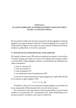 EL GASTO AGREGADO, EL MODELO INGRESO-GASTO DE CORTO PLAZO Y LA POLÍTICA  FISCAL - caPÍTuLo 5 eL GaSTo - Studocu