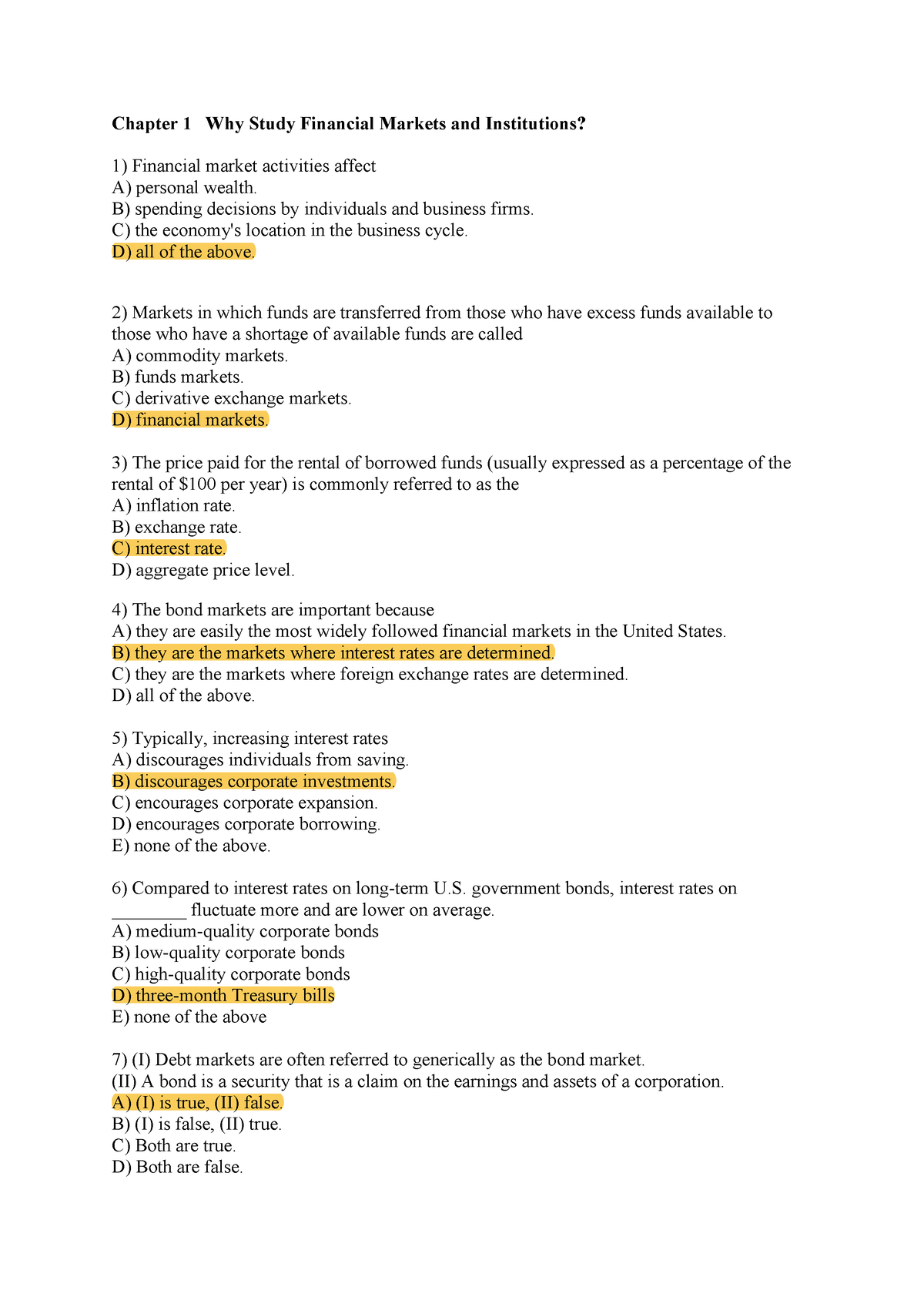 financial institutions and markets nptel assignment answers